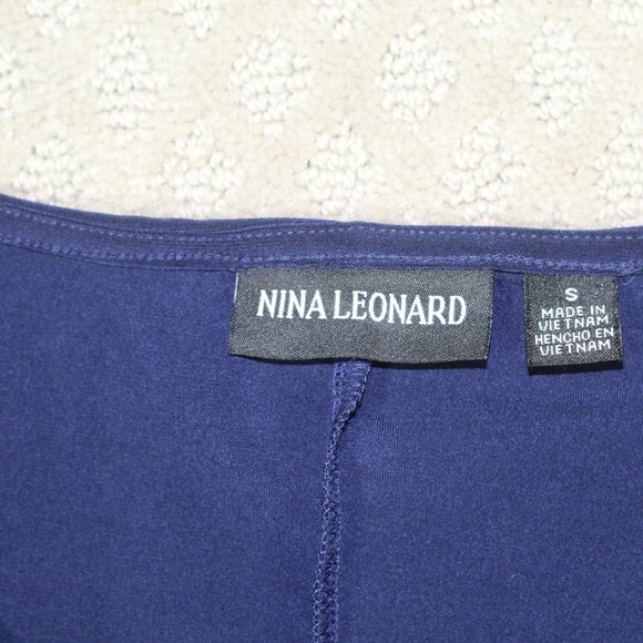 Nina Leonard Size S Navy Blue Knit Swing Zipper Front Dress - Picture 3 of 7